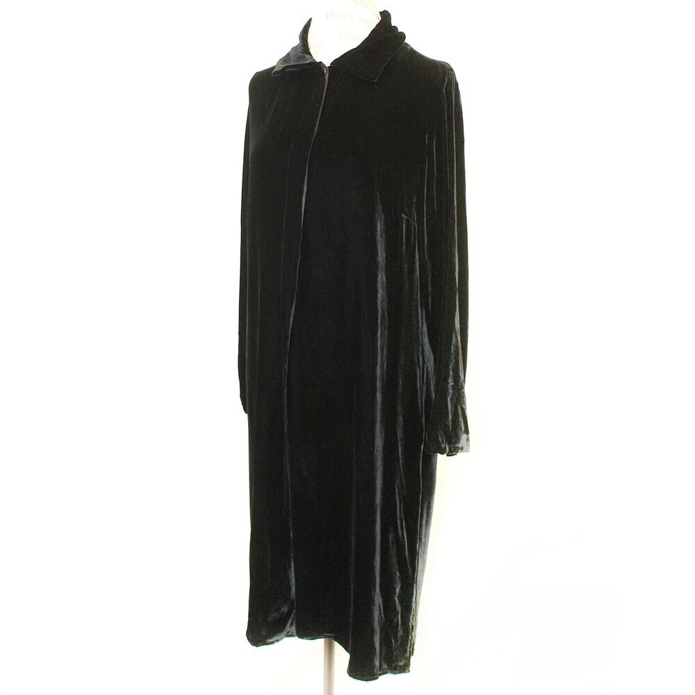 Citron Santa Monica Vtg Black Velvet goth Shirt Dress duster Quiet Luxury Small